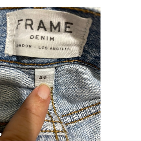 Frame le embroidery boyfriend jean size 28 flipped cuffed distressed denim - Picture 13 of 14